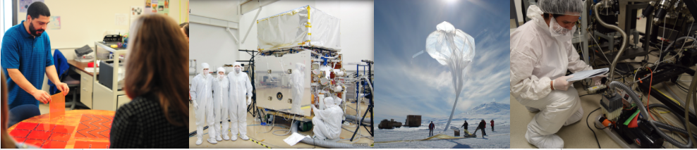 Image of Graduate students working in labs, with professors and in the field